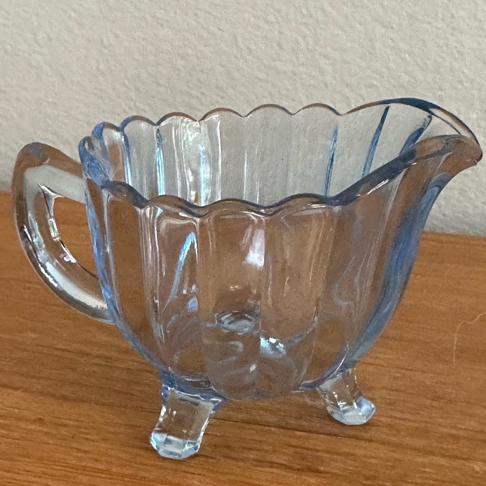 Imperial Glass - Ohio - Blue Pillar Flute Cream & Sugar - Picture 4 of 8